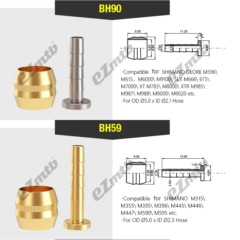 EZMTB MTB Bike Hydraulic Disc Brake Needle Olive Connect Inserts for Shimano BH90 BH59 SRAM MAGURA AVID Bicycle hose fitting