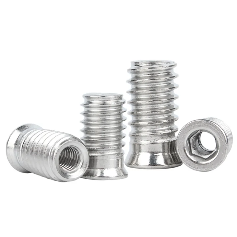 304 Stainless Steel Hex Socket Threaded Barrel Insert Nut M4 M5 M6 M8 Furniture Embedded Fastener Wood Cabinet Captive Nuts