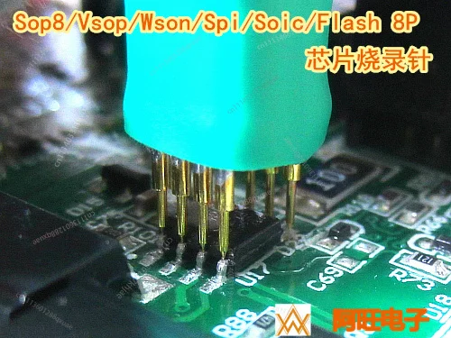 

Тестовый зонд для проверки микросхем SOP8, с шагом контактов 1.27 мм, для SOP8 / VSOP8 / WSON, серый кабель