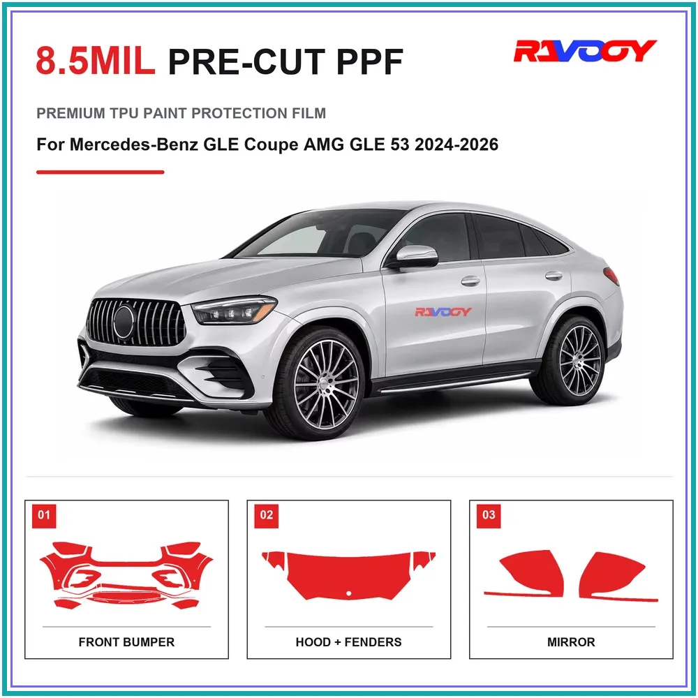 Precut PPF For Mercedes-Benz GLE Coupe AMG GLE 53 2024-2026 8.5mil TPU Clear Paint Protection Film Self Healing Hydrophobic UV