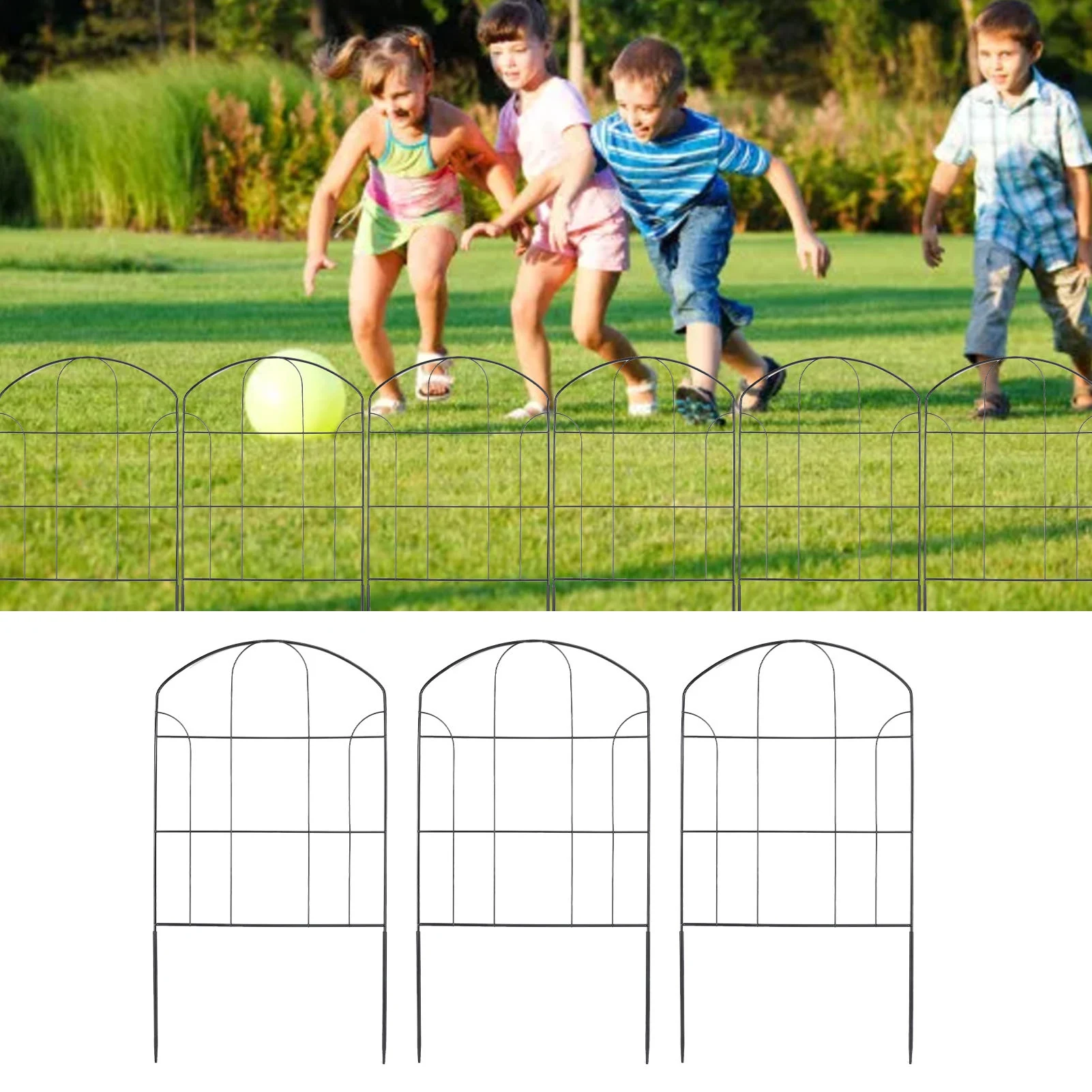 Metal Fence Panel Elegant Multipurpose Protective Heavy Duty Animal Barrier Fence Metal Decorative Fence for Flower Bed Edging