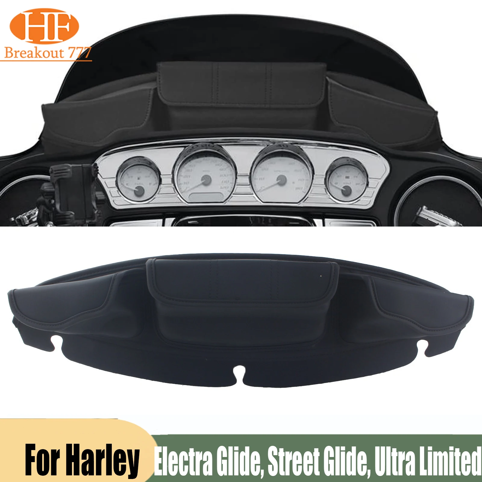 For Harley Touring Electra Street Glide Motorcycle 3-Pocket Windshield Batwing Fairing Pouch Bag