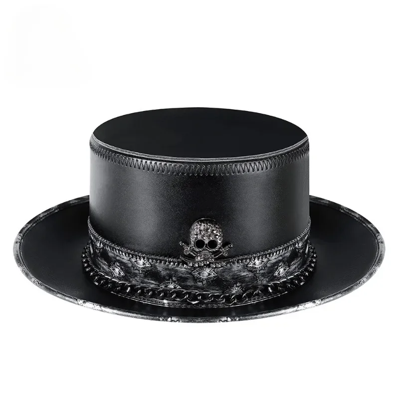 Plague Doctor Gentleman Hat Męski oddychający kapelusz przeciwsłoneczny Wodoodporny kapelusz ze skóry PU z szerokim rondem Halloween Stage Party Magic Hat
