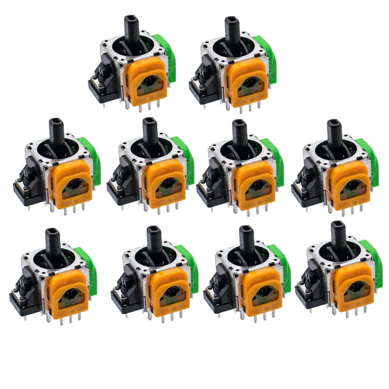 ABKI-10 Buah untuk PS4 Hall Potensiometer Joystick Elektromagnetik Logam Oranye & Hijau + Plastik Dapat Disesuaikan IC Elektromagnetik Joy