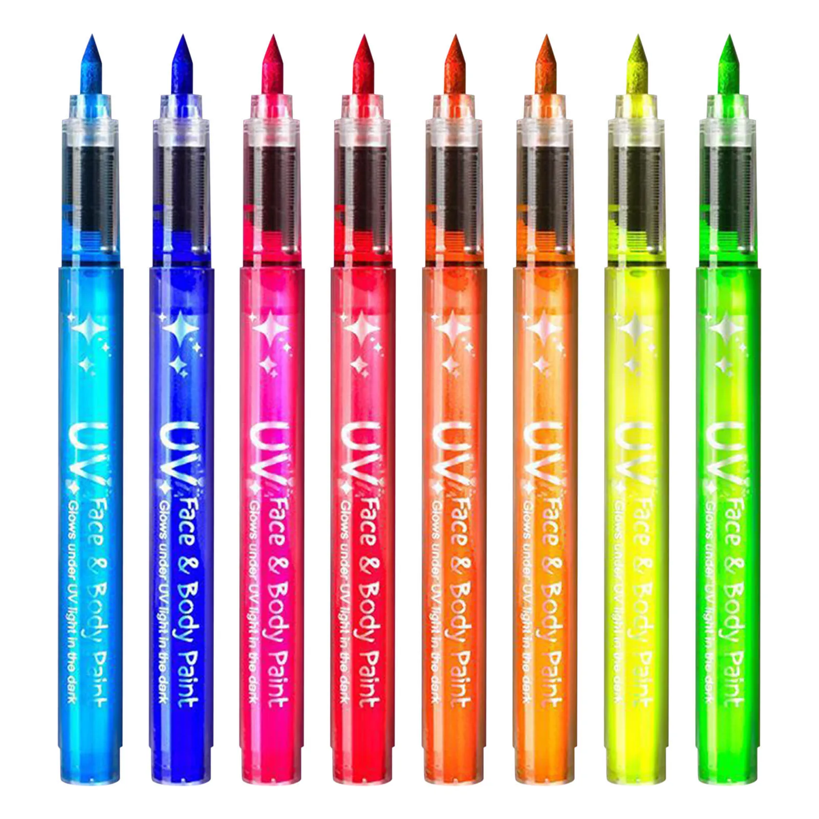 8pcs Colorful Direct-liquid Glow-in-the-dark UV Watercolor Marker for Concerts and Body Painting, Highlighter, Luminous Pen