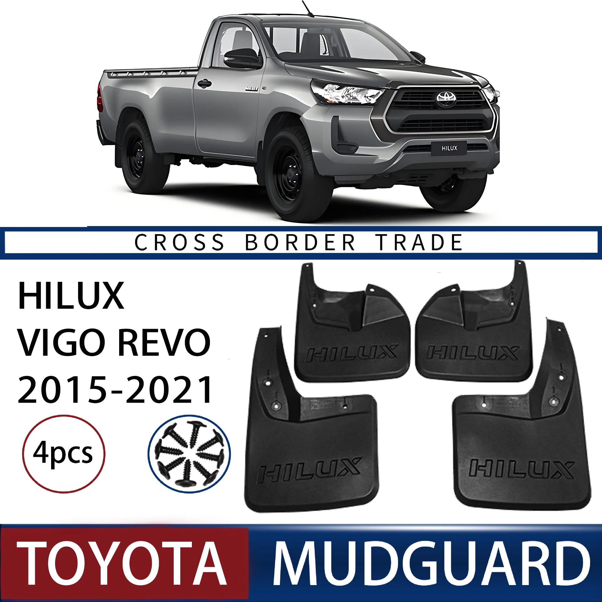 

For Toyota Hilux Vigo Revo 2015-2021 Mudguards Fender Mudflaps Front Rear Flares Splash Guards Cover Car Accessorie