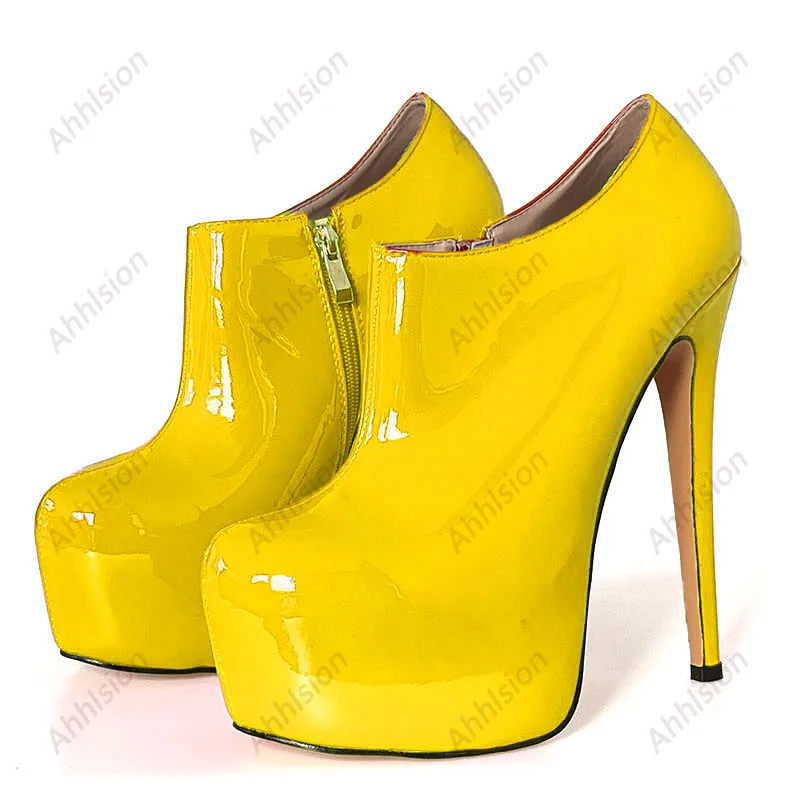 مضخات منصة ahlsion المصنوعة يدويًا للنساء ، كعب خنجر مثير ، إصبع دائري ، جميل ، أبيض ، مشمش ، أحذية كاجوال ، سيدات ، لنا ، مقاس كبير 5-20