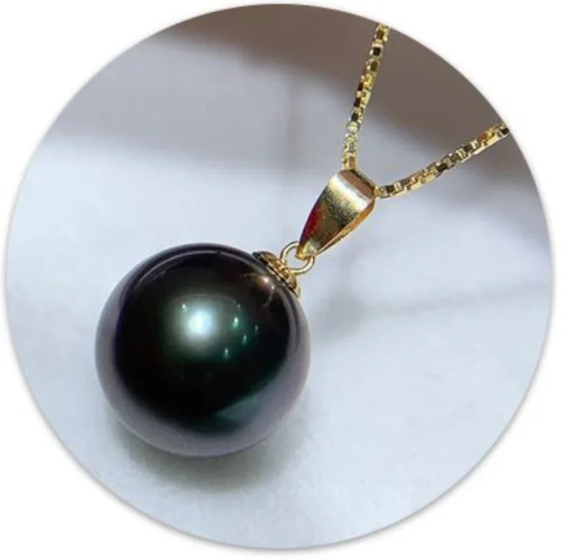 Huge 15-16mm Natural Sea Dark Black Nearly Round Genuine Pearls Pendant Free Shipping for Women Jewelry 925 Sterling Silver