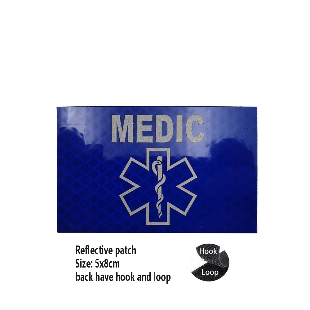 Medical Rescue Series Medallion MEDIC Embroidered Cloth Attached Nylon Laser Cut IR Medallion MED Reflective Magic Patch