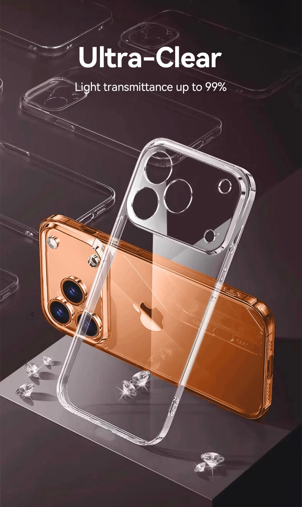 Joyroom Clear Case für iPhone 17 Pro Max, Anti-Drop, transparente Abdeckung, vergilbungsfrei, stoßfest, ultradünn, Displayschutz – Detail 8