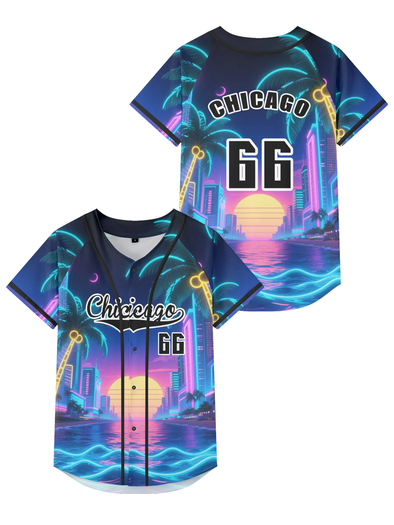 

Casual Men jersey Chicago Jacket y2k Cool City Name Baseball jersey short sleeve button down shirt hip hop tops