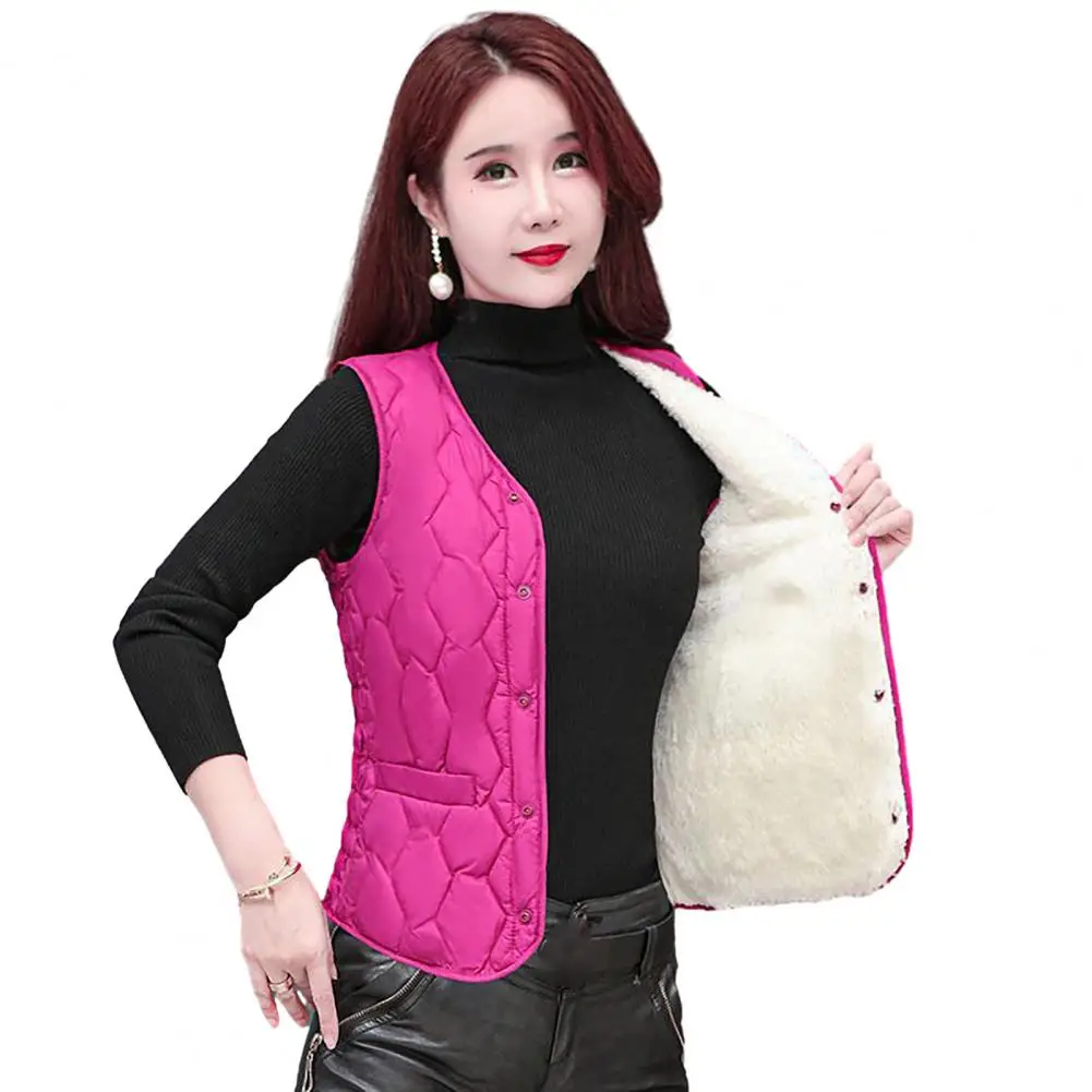 Cotton Vest Stylish Women's Plus Size V-neck Cotton Vest Warm Slim Fit Waistcoat for Fall Winter Stand-alone Outerwear Vest