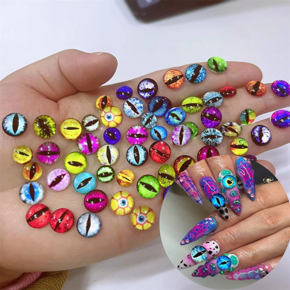 10/50/100pcs 4-10mm 3D Animal Eye Nail Charms Y2K Acrylic Cabochons for DIY Manicure Evil Eye Beads for DIY Jewelry Nail Access*