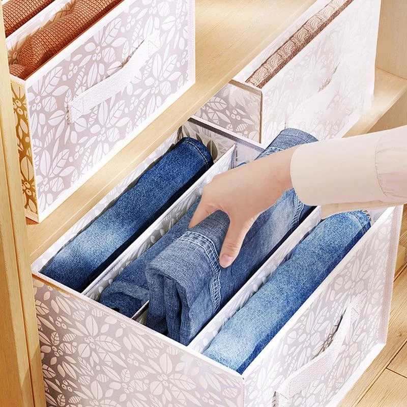 Jeans Compartment Storage Box Closet Clothes Drawer Separation Box Underwear Pants Drawer Divider Bra Socks T-shirt Organizer
