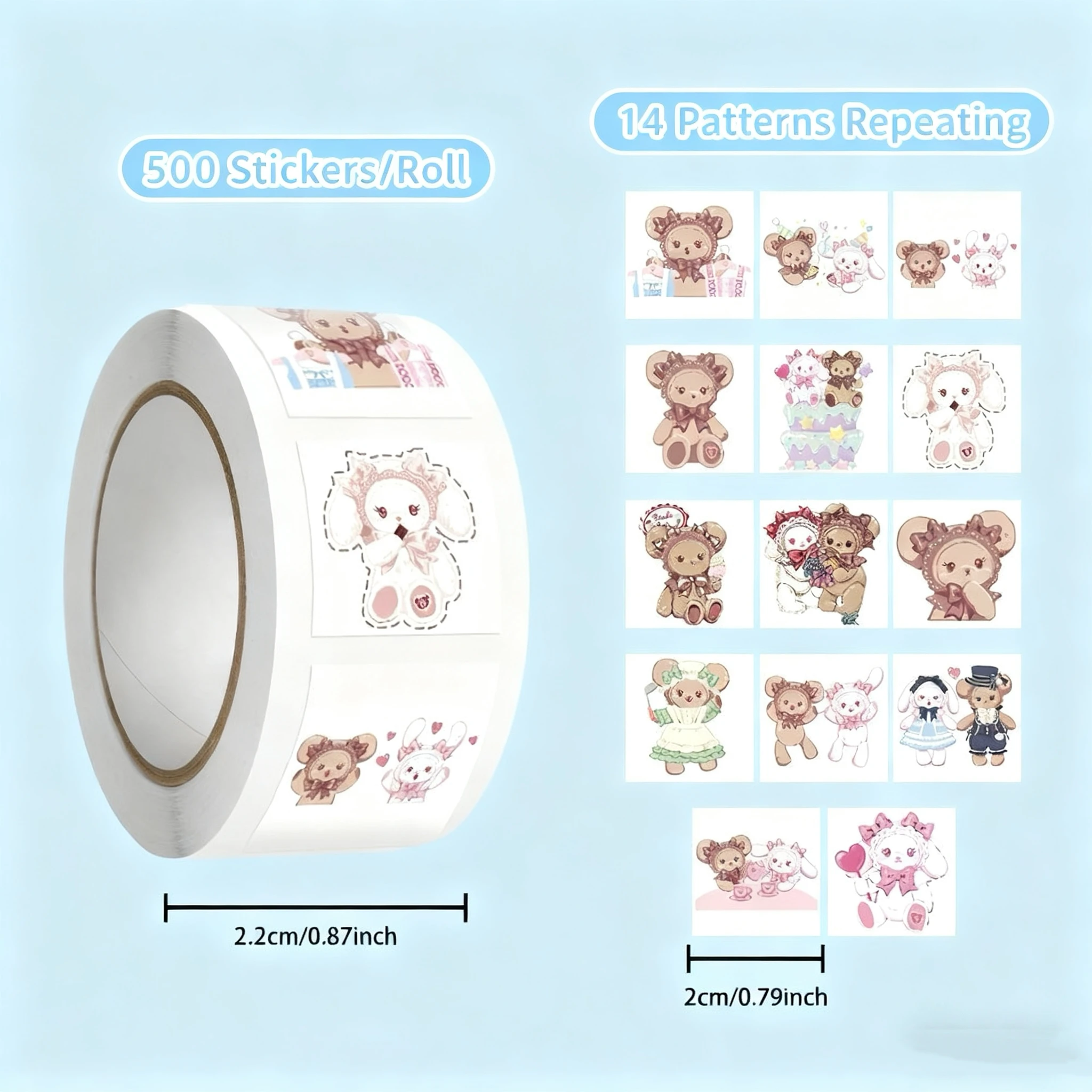 Novo estilo limitado: adesivos super fofos lo círculo coelho urso rolo, urso criativo ins decoração scrapbook diy copo de água sticke