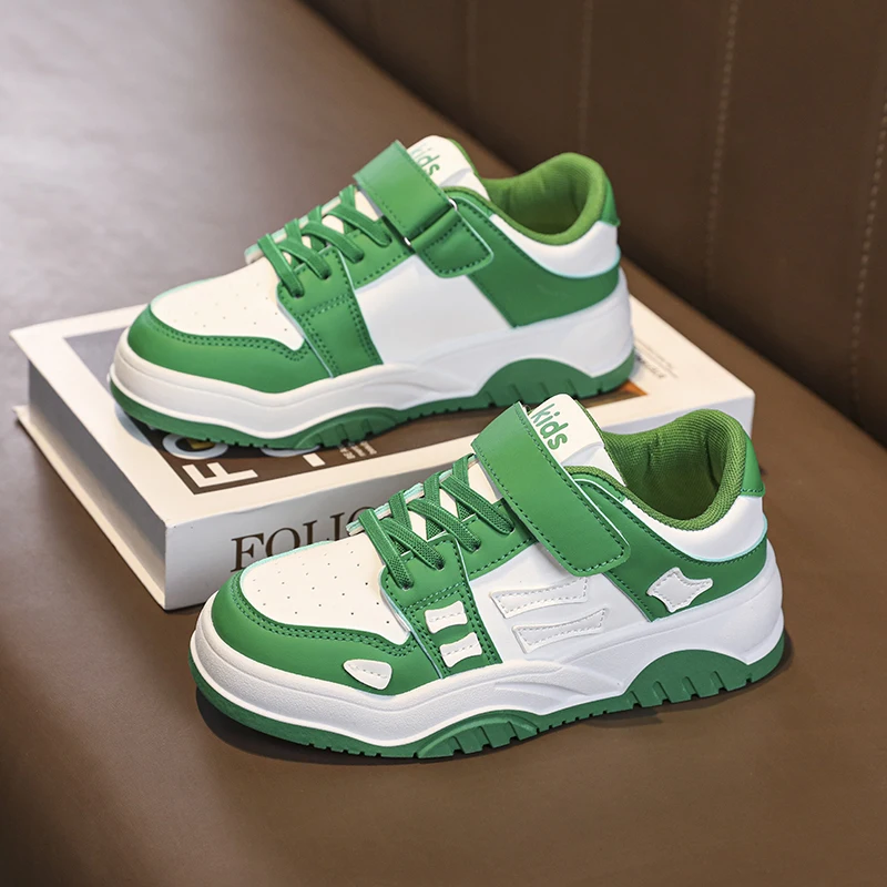 

Новинка 2024, детская обувь для скейтборда для девочек, большие детские кожаные повседневные ботинки для мальчиков с низким верхом, нескользящая одежда