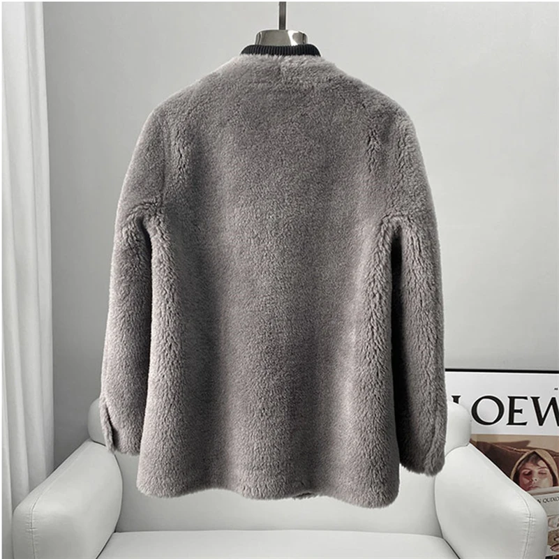 Aorice mulheres casaco de pele de lã real parka novo inverno quente feminino ovelhas shearing jaquetas sobre tamanho overcoats ct205