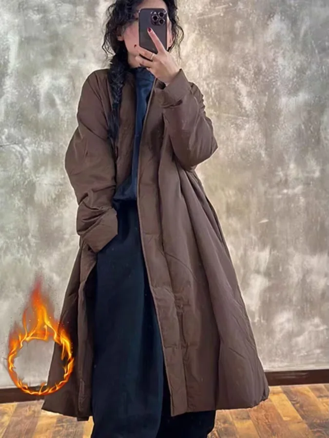 

Warm Cotton Jaet Women's Winter Outerwear Versatile Thiened Long Sve Mid-Length Single Button Closure Commute Sle