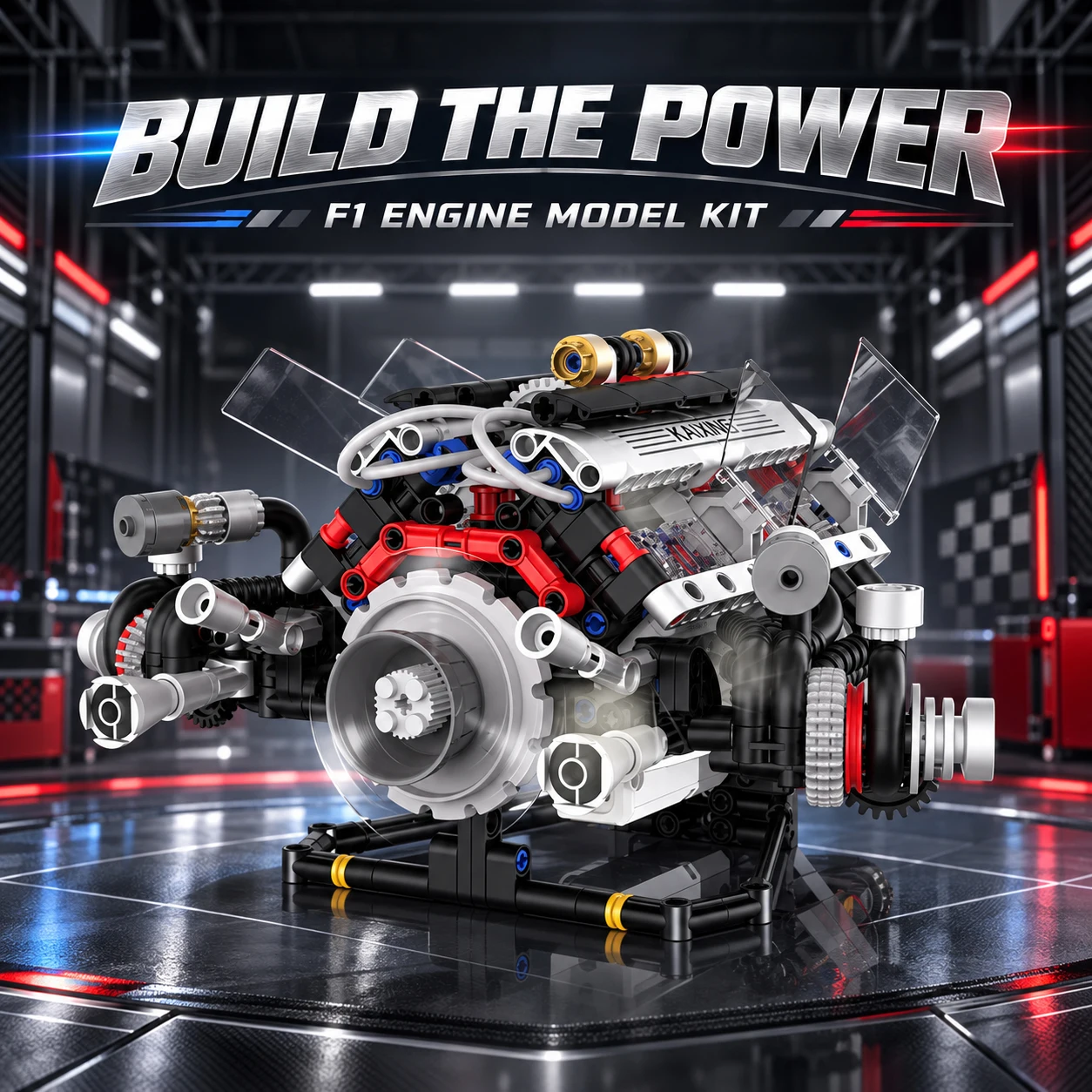 Motorized BMW F1 V10 Engine Building Blocks Model APP Control Technical Bricks STEM Collectible Mechanical Toy for Adults