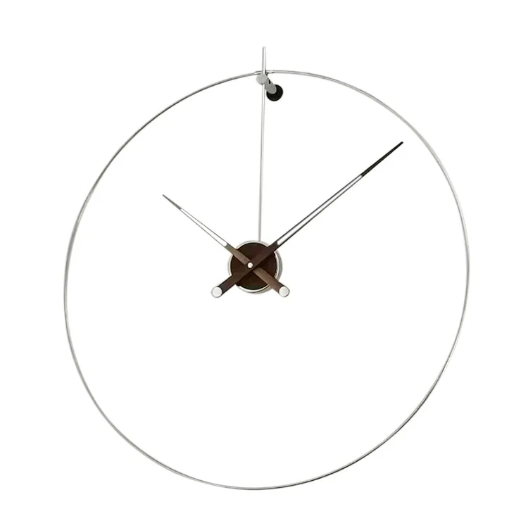 

Nordic modern minimalist wall clock, walnut solid wood, large hands, living room