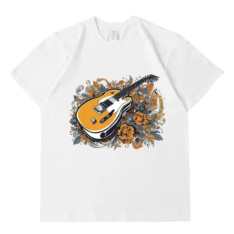 The new music prince sings casual fashion among flowers with a guitar Medium Strecth T-Shirts Harajuku T cotton