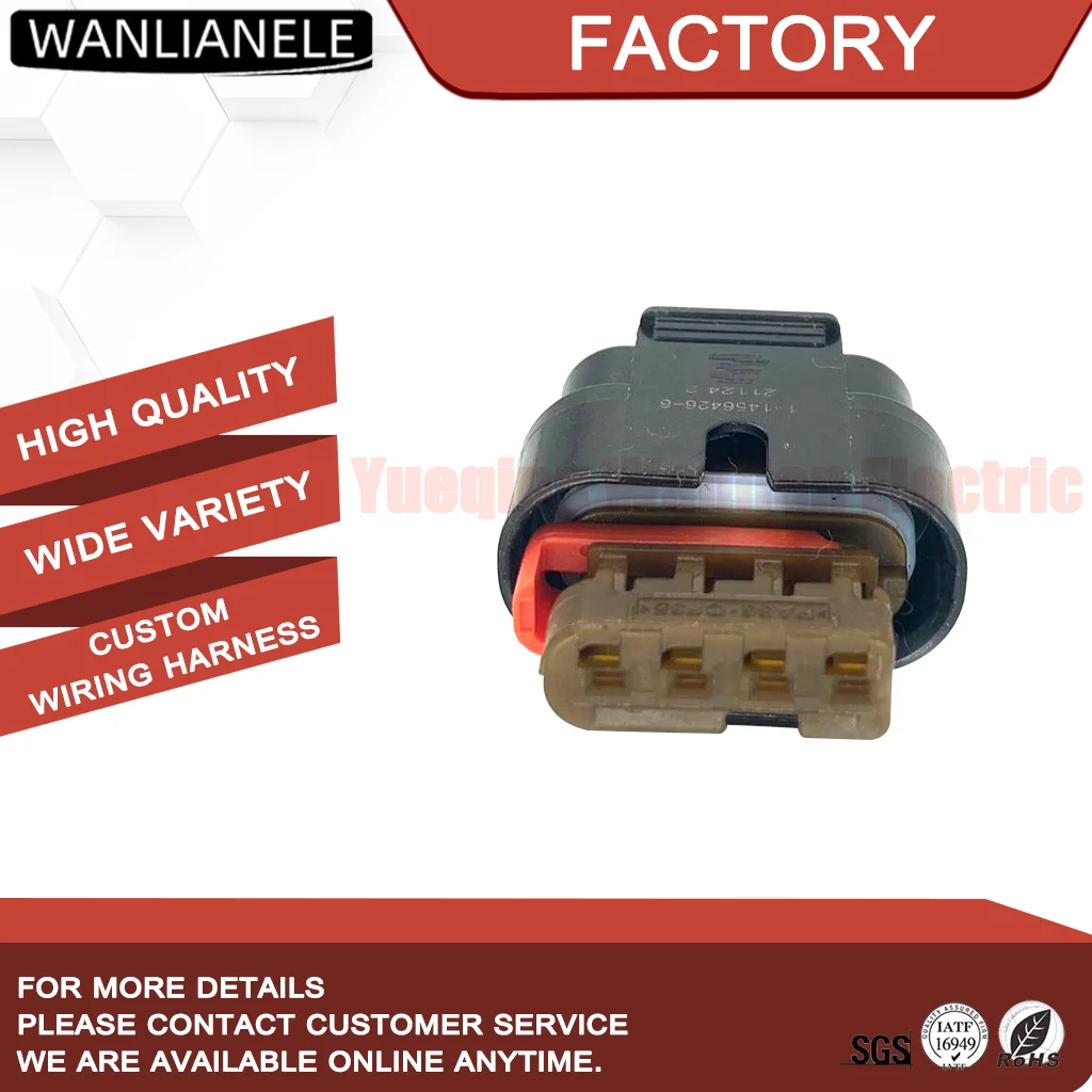50 Sets 1-1456426-6 4 Way MCON Pigtail Kit TE 1.2mm Sealed 48V 25A w Pre-crimped Wires Female Connector Black