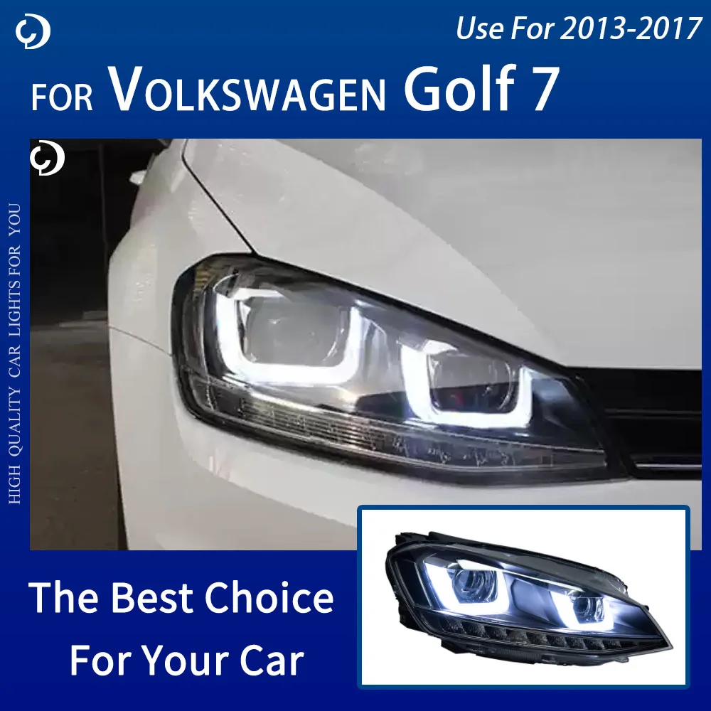 

Использование фары для VW Golf 7 MK 7 2013-2017, светодиодные фары DRL Hid, двойной U-образный биксеноновый луч, аксессуары