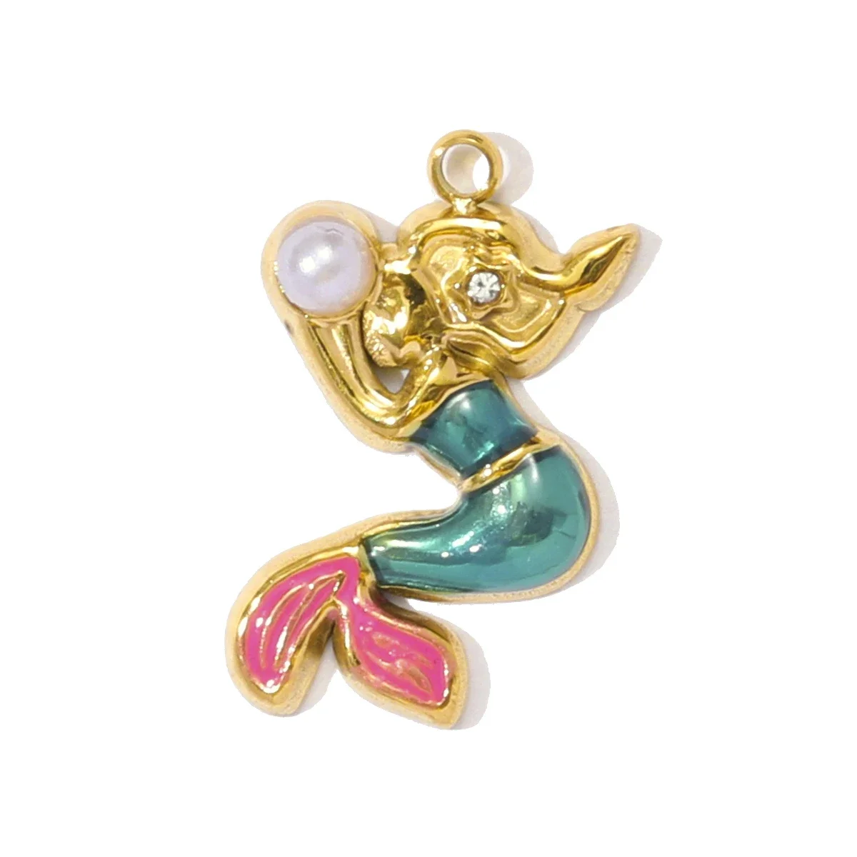 3pcs/Lot Enamel Cat Chicken Necklace Pendant Stainless Steel Sausage Dog DIY Earring Charm Women Mermaid Pet Jewelry