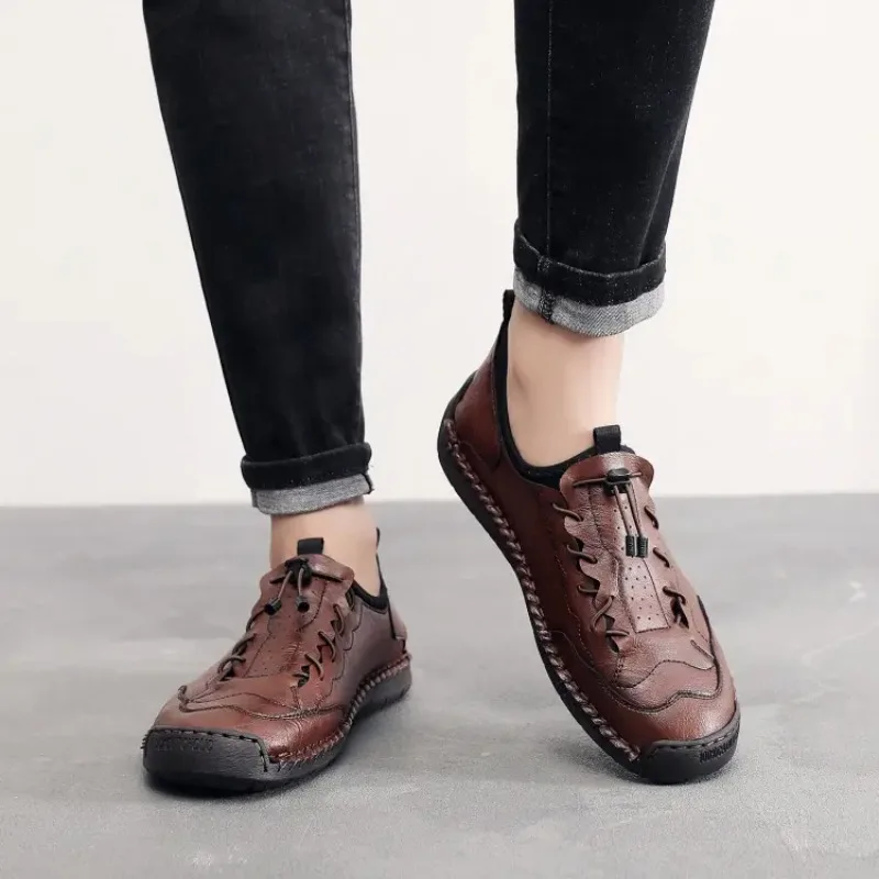 

Brand Flat Men's Casual Shoes Handmade Soft Leather Loafers Hot Sale Men Driving Shoes Sneakers Moccasins Big Size Outdoor Shoes