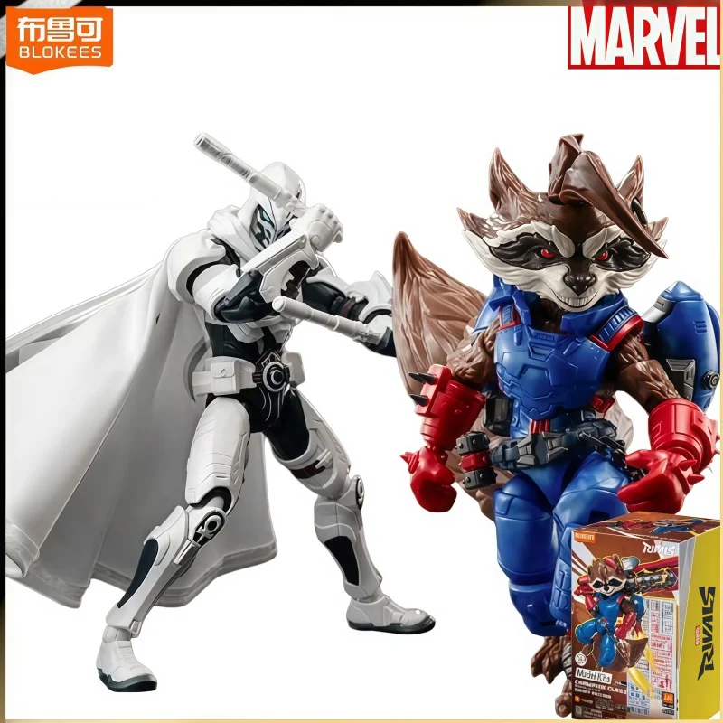 

Blokees Marvel Beyond Version Rocket Raccoon Moon Knight Assembly Building Blocks Action Figure Model Collection Birthday Gift