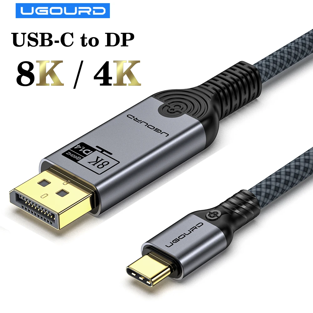 USB C-디스플레이 포트 1.4 8K 케이블, C타입-DP 4K 케이블 어댑터, 아이폰 15 맥북 프로 아이패드 호환, 썬더볼트 3/4 DP1.4