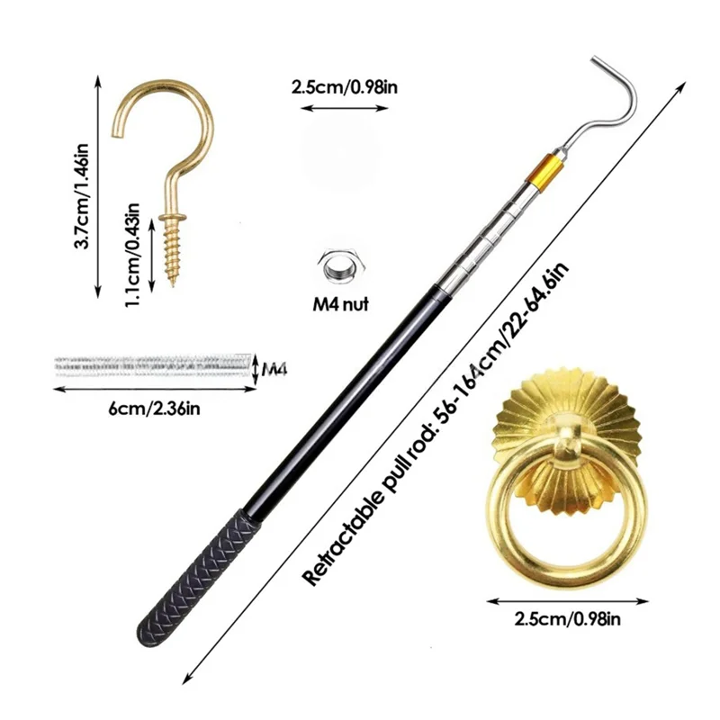 A84X-Attic Ladder Pull-Down Hook, Replacement For The Attic Pull-Down Cord In A Pull-Down System Kit