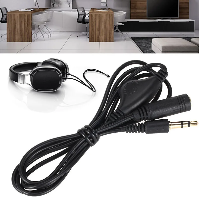 3.5 مللي متر جاك AUX ذكر إلى شاحن أنثي تمديد كابل الصوت ستيريو الحبل مع التحكم في مستوى الصوت سماعة سماعة سلك A07