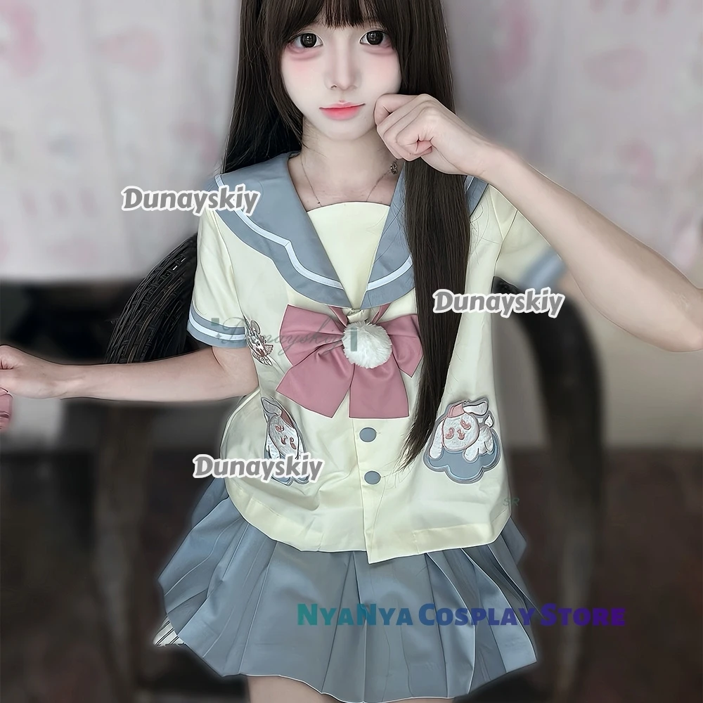 Uniforme escolar JK, bonito traje de marinero de conejo, novedad de 2025, pajarita, Falda plisada, ropa bonita, traje de Halloween para niñas y mujeres, Carnaval