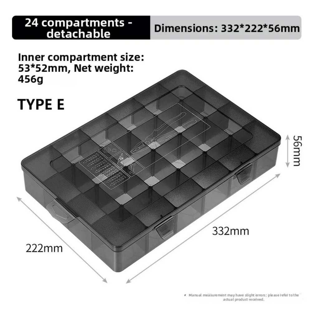 20x14.7cm Plastic Tool Box Parts Organizer Modular Storage Transparent Case Detachable Sections Nuts Bolts Mechanic Tools Set