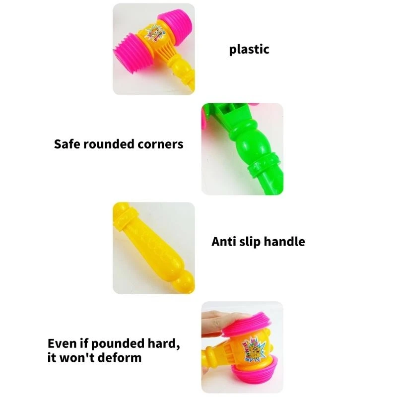 Y4QA Plastic Squeaky Hammer giocattolo per bambini Toy Rattle Rattle Rashing Rattle Perfect for Interactive Game