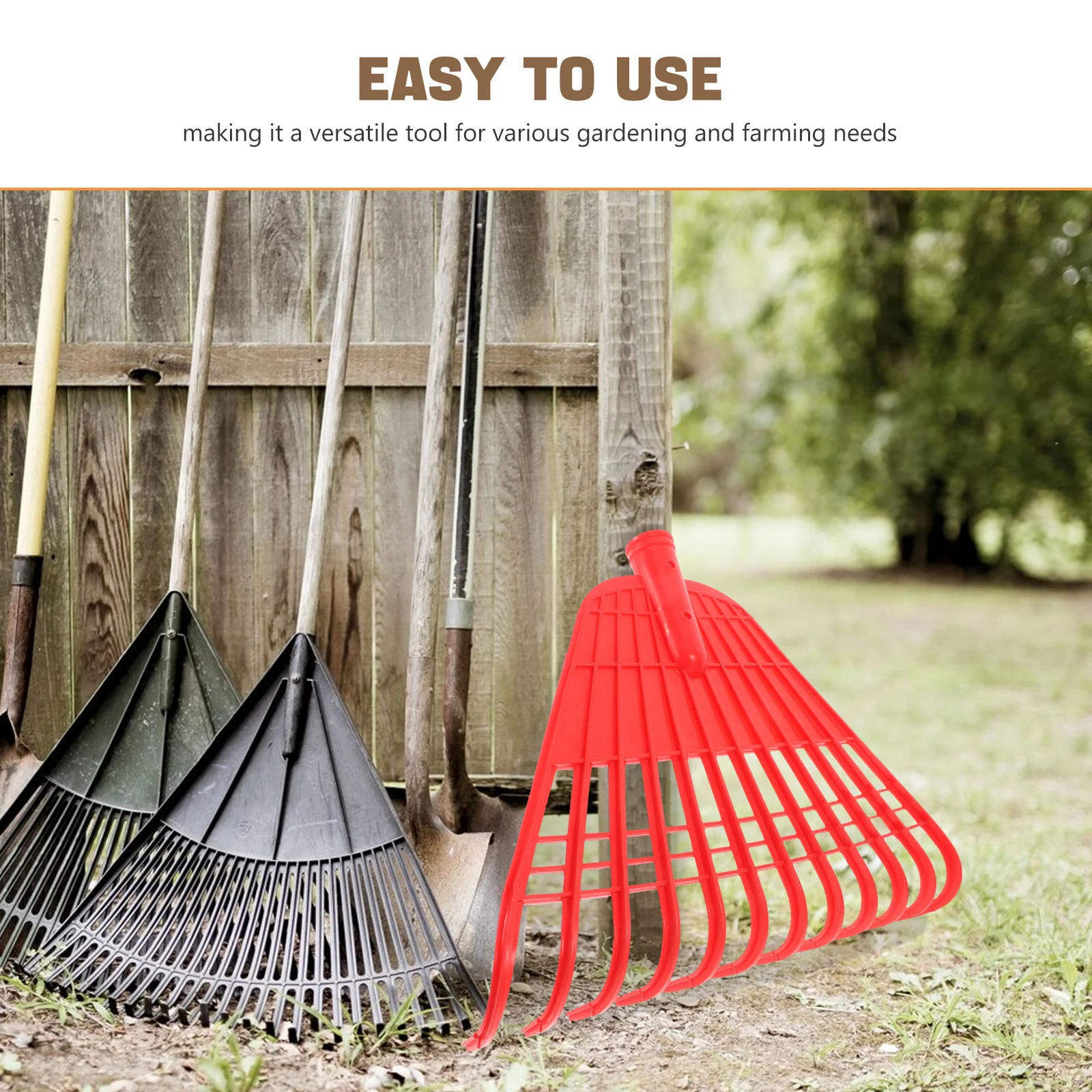 Testa di rastrello da giardino in plastica rossa durevole leggera per prato diserbo cortile agricoltura rastrello per erba strumento di livellamento a terra paletta per foglie