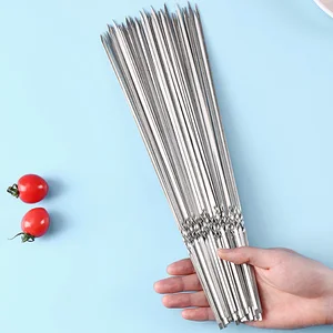 Edelstahl -Grillspieße, Aufbewahrungsrohr, wiederverwendbare Grillnadel, flache Kebab -Stick -Metall, Campingwerkzeuge im Freien, Campingwerkzeuge im Freien 10 Hauptverkäufe Edelstahl aus TIG - №7