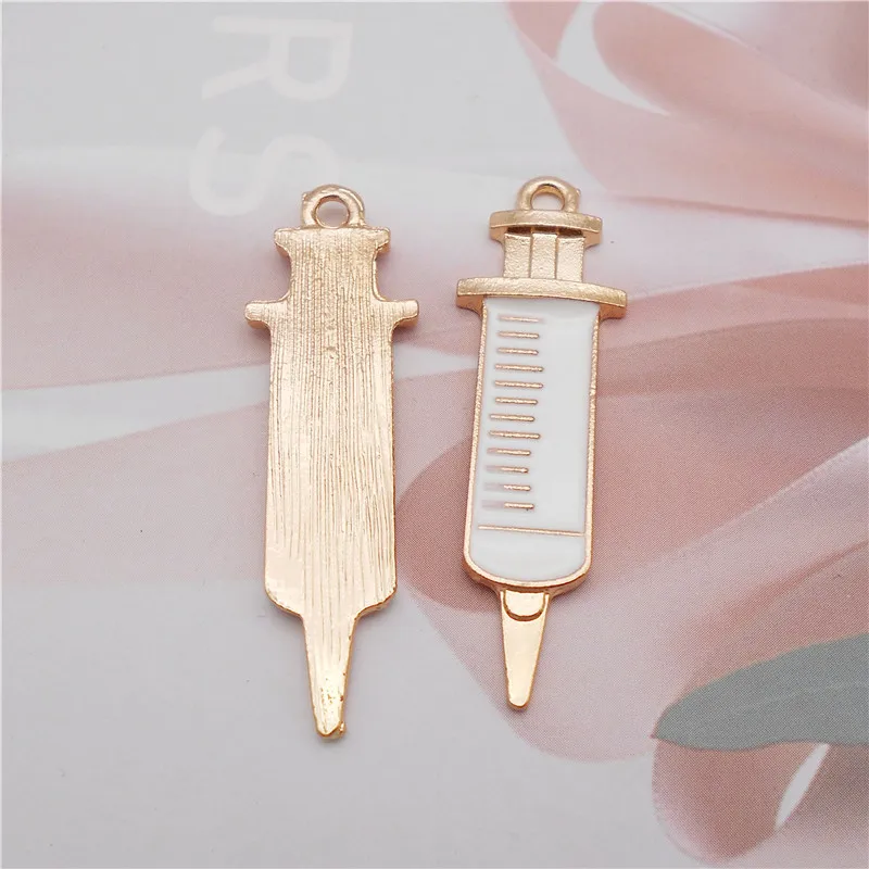 12PCS Enamel Cartoon Syringe Charms Zinc Alloy Pendant Jewellery Making Earring Necklace Bracelet Accessory