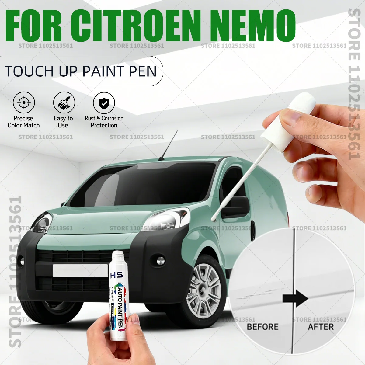 For Citroen Nemo Polar White Pacific Blue Neysha Blue Speed Red Car Paint Repair Pen Restores Original Factory Paint Finish