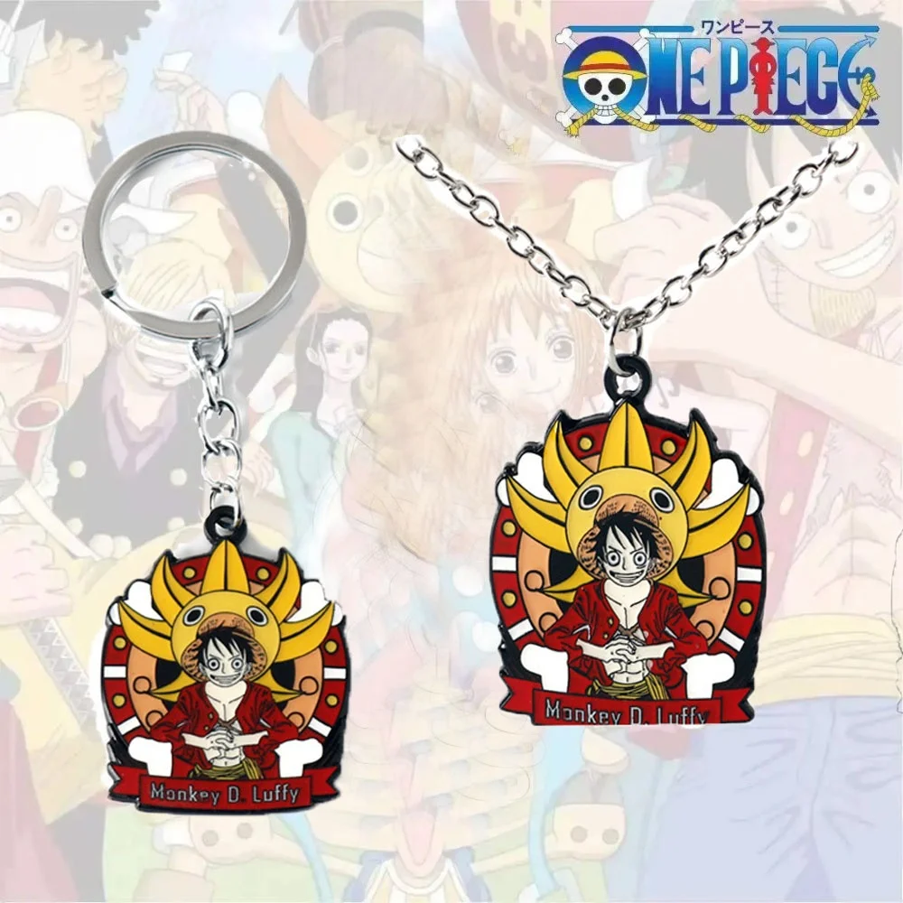 One Piece Anime Peripheral Straw Hat Kid Luffy Keychain Pendant Thousand Mile Sunshine Alloy Necklace Pendant Cosplay Accessory