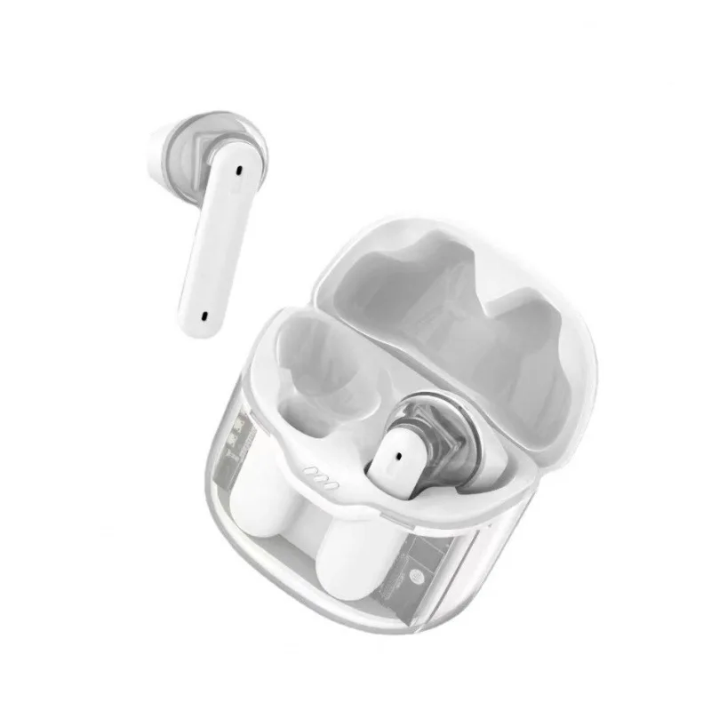 Nuovi auricolari Bluetooth wireless con cancellazione del rumore TUNE FLEX con piccola tecnologia nera con guscio trasparente sportivo a fagiolo di cristallo