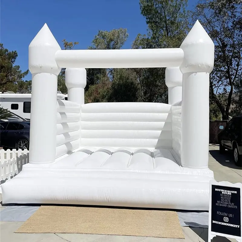 Castillo inflable de PVC con soplador de aire para niños y adultos, casa de rebote blanca comercial de 4M, juguetes de salto, evento de fiesta de cumpleaños y boda