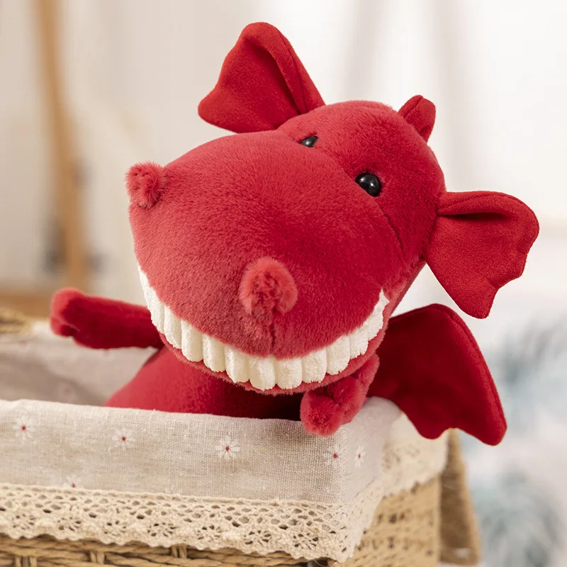 Muñeco de dientes grandes con sonrisa fea y bonita, jellycat rojo, pequeño dragón, mascota, juguete de peluche, regalo para niña, juguete de peluche, festival para niños