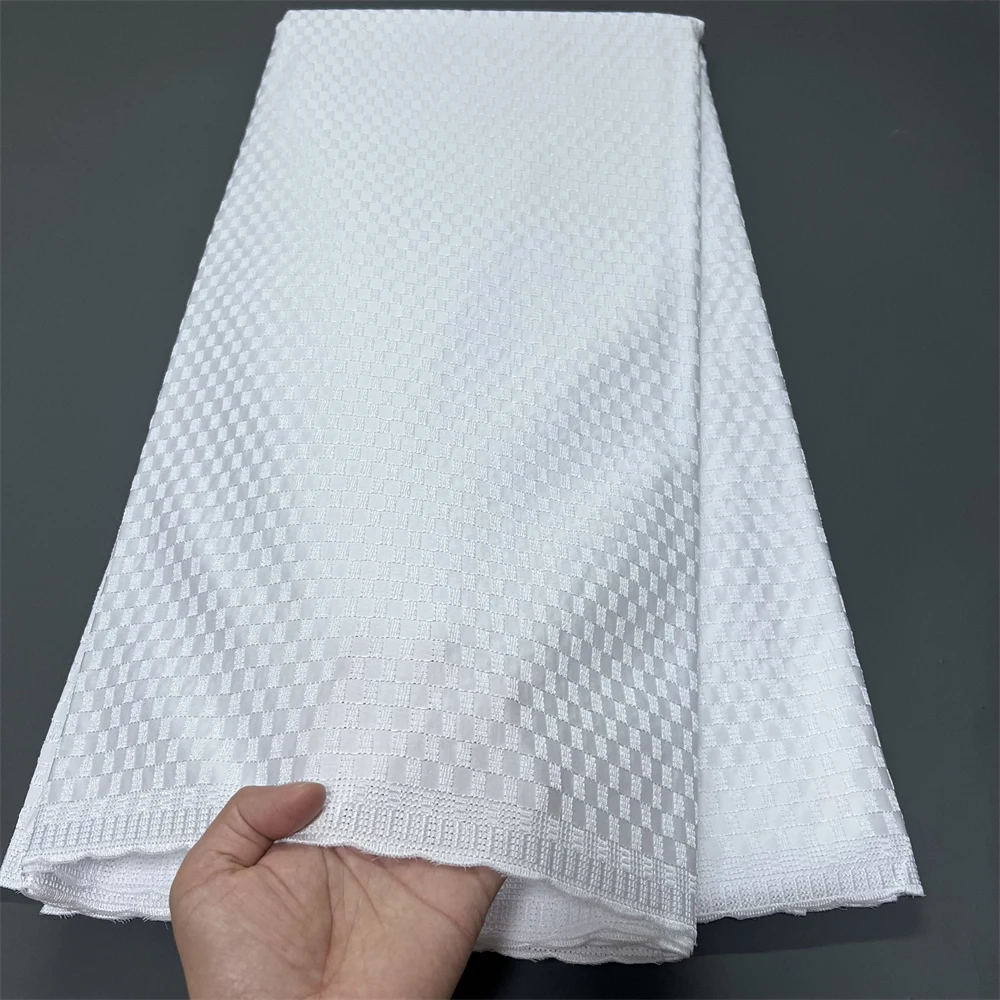 

2025 African Nigerian Tulle Lace Fabric Sewing for Dress High Quality Damask polish luxe Cotton Pure Embroidery 5Yard hz1395