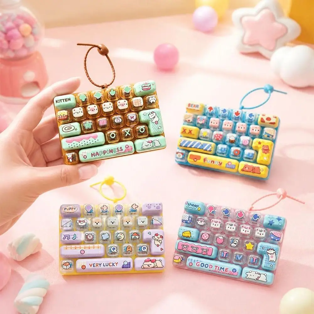 Creative 26 Keys Mechanical Keyboard Toy Transparent Hanging Keyboard Keychain Toy Gift Toy Bag Pendant Bag Charm