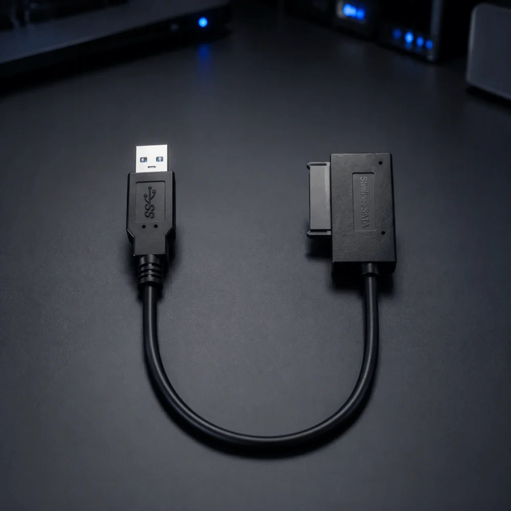 USB 3.0 Slimline SATA Adapter 5Gbps Speed 7+6 13 Pin Connector Optical Drive Adapter Plug and Play USB 2.0 CD DVD ROM Cable
