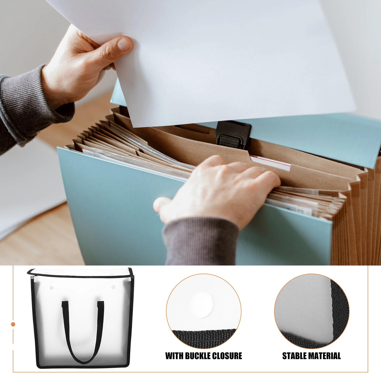 

Portable File Bag Buckle Document Organizer Pvc Storage Pouch For Tax Contracts Bills Receipts Folder Container Lightweight