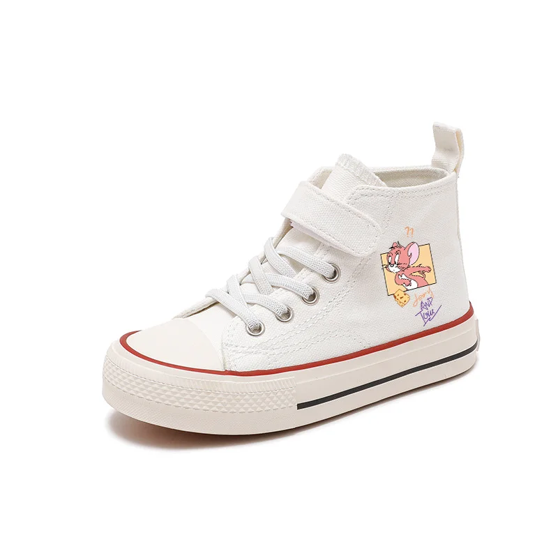 Tom and Jerry Seasons High-top Girl Kid Canvas Shoe Disney Casual Cartoon Sport comfort Shoes Children Print Boy Tennis Shoes