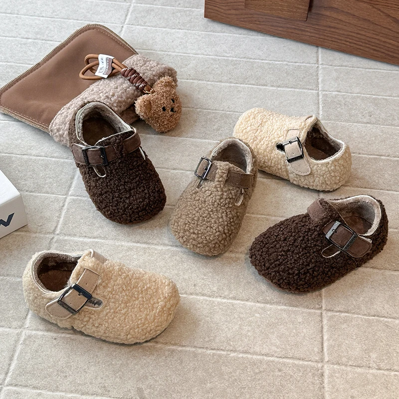 

Детские туфли Unishuni на плоской подошве Мэри Джейн для девочек, повседневная обувь принцессы, детская шикарная осенне-зимняя обувь, уютная домашняя домашняя обувь